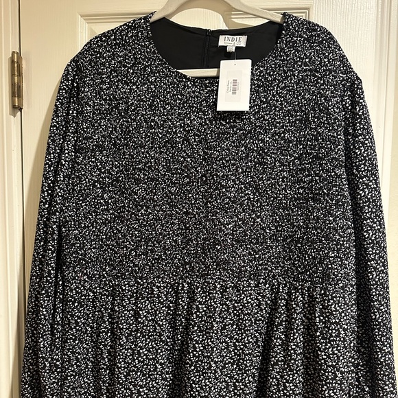 NWT Indie & Co Black and White Floral Tiered Midi Dress Women’s Size XXXL - Picture 2 of 7